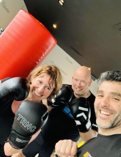 Christelle Delmote au cours de boxe